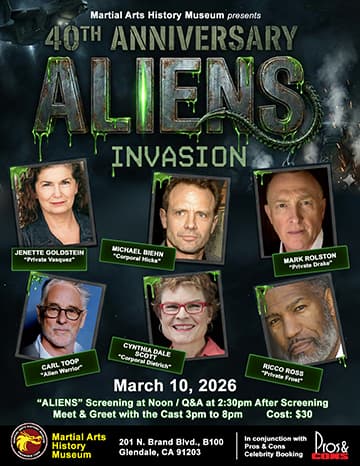 Le casting d''Aliens' se réunit pour un événement du 40e anniversaire au Musée d'Histoire des Arts Martiaux