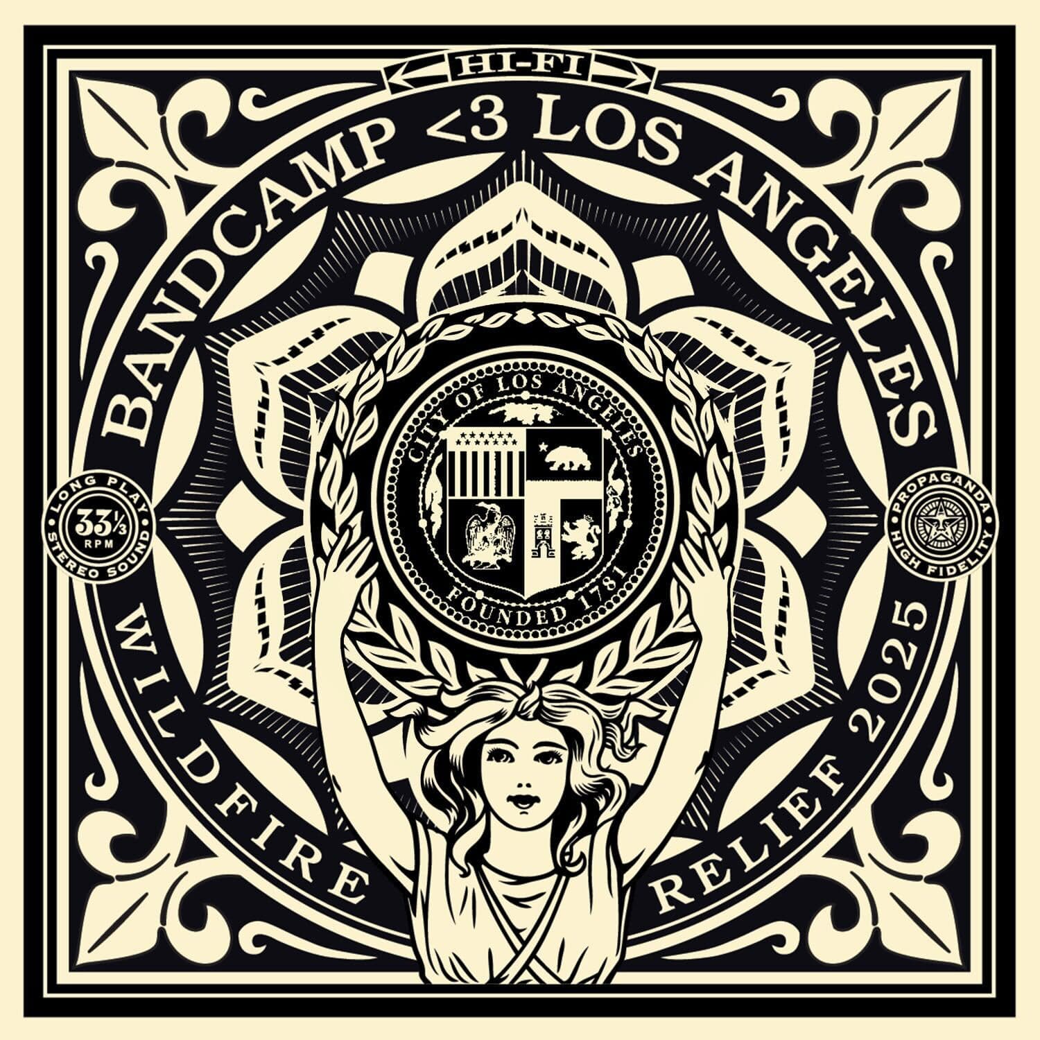 Shepard Fairey s'associe à Bandcamp pour soutenir les secours aux incendies de Los Angeles par l'art