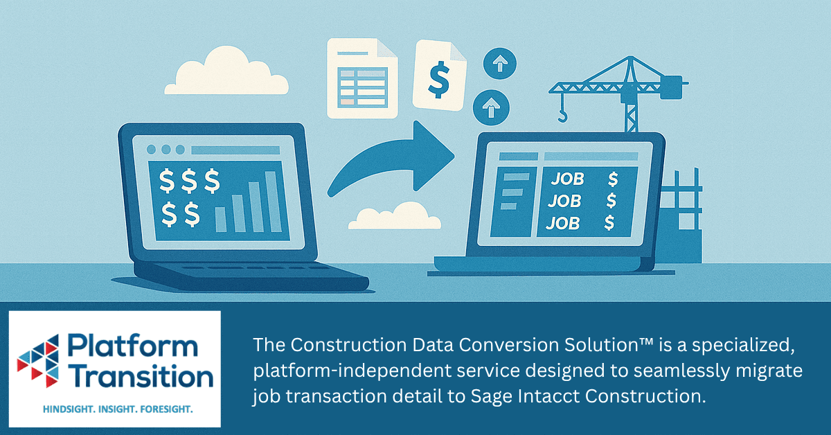 Platform Transition lance une solution innovante pour la migration des données de construction vers Sage Intacct®