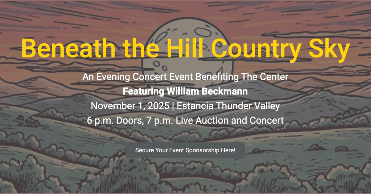 Le Centre organise un concert-bénéfice 'Beneath the Hill Country Sky' avec William Beckmann au profit des personnes âgées