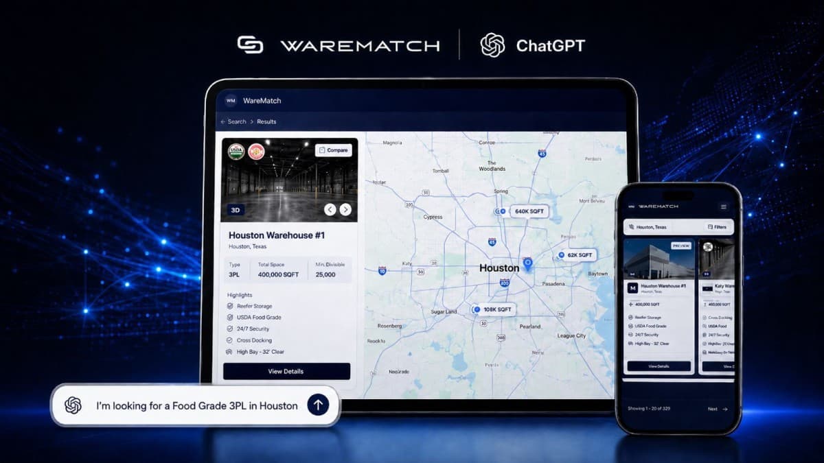 WareMatch lance sur le ChatGPT App Store, permettant la découverte de prestataires 3PL en langage naturel