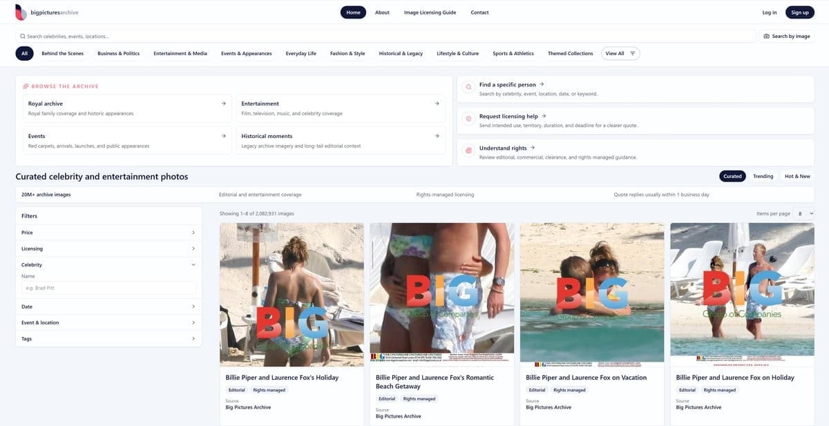 Big Pictures Archive ouvre l'accès en ligne à 2 millions d'images de célébrités et de divertissement sous licence gérée