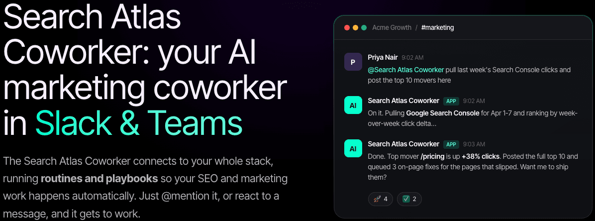 Search Atlas lance l'intégration Slack pour Coworker et corrige un bug de planification