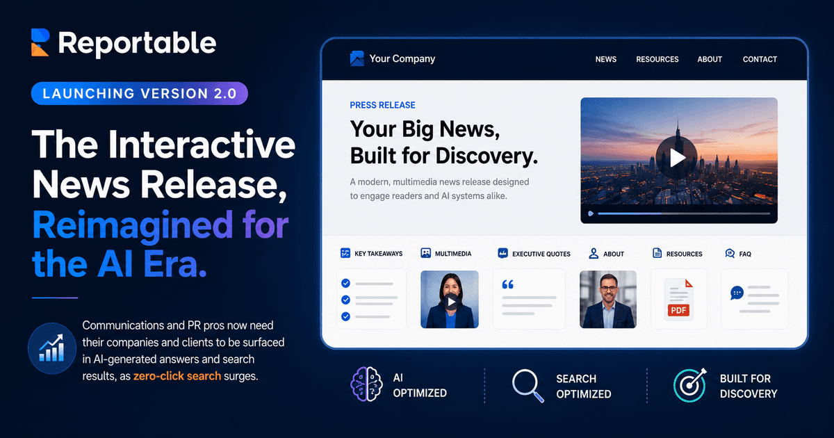 Reportable lance la version 2.0 de son communiqué de presse interactif avec IA et optimisation pour la recherche