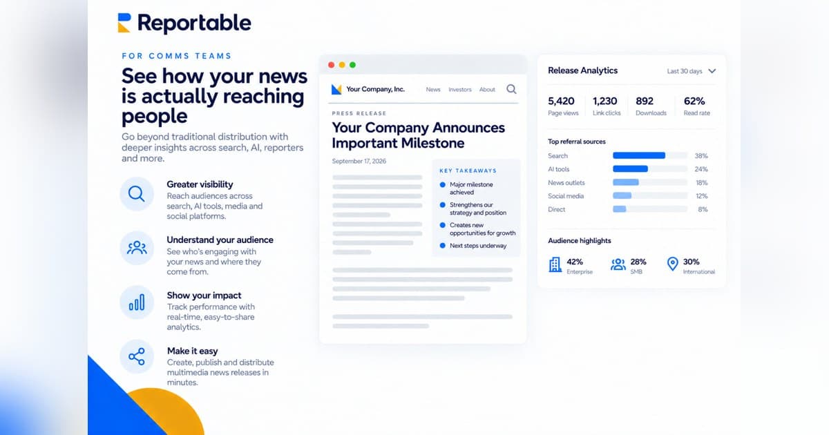 Reportable étend l'analyse des communiqués de presse à la distribution numérique et aux fils de presse améliorés