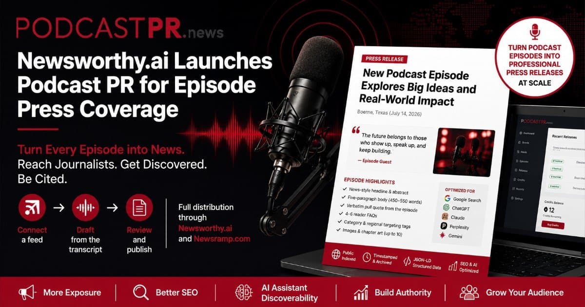 Newsworthy.ai lance Podcast PR pour transformer les épisodes en communiqués de presse distribuables