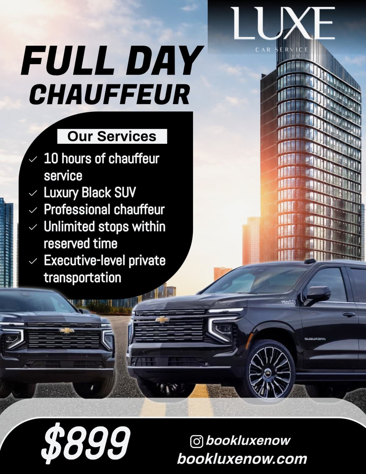 Luxe Car Service lance un forfait chauffeur de 10 heures à prix fixe de 899 $ pour les voyages d'affaires dans le Massachusetts