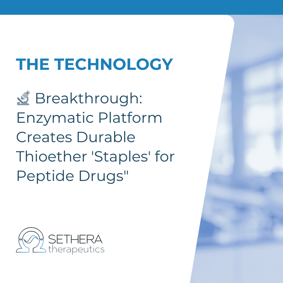 Sethera Therapeutics dévoile une plateforme enzymatique révolutionnaire pour les médicaments peptidiques de nouvelle génération