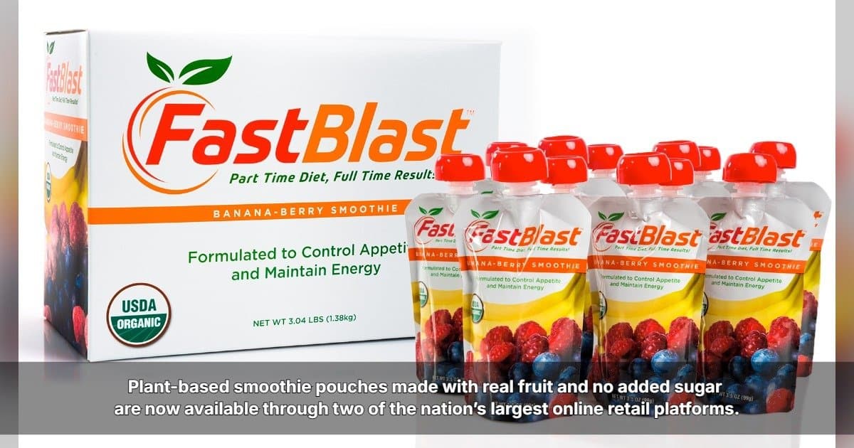 Smoothie FastBlast Banane-Baies désormais disponible sur Amazon et Walmart.com