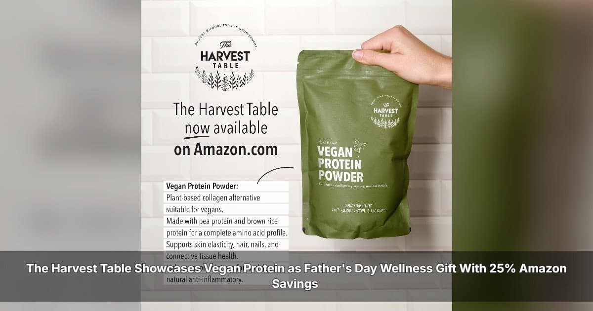 The Harvest Table propose 25 % de réduction sur sa protéine végétalienne sur Amazon pour la fête des Pères, encourageant des cadeaux axés sur le bien-être